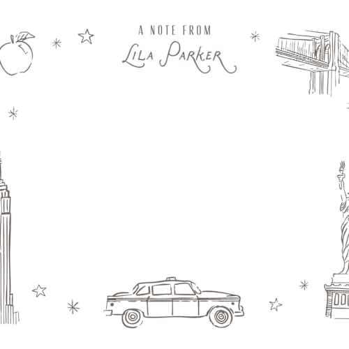 This is a haze personalized stationery thank you cards with standard by Sarah Curry called iconic nyc printing on signature in 4.25x5.5