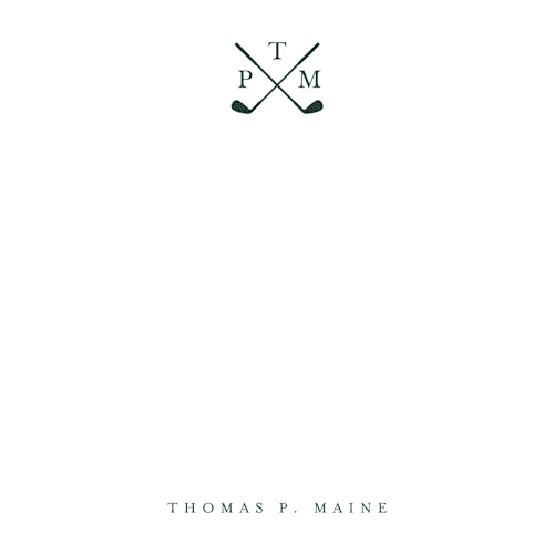 This is a forest personalized stationery thank you cards with standard by Stacey Meacham called golf pro monogram printing on signature in 4.25x5.5