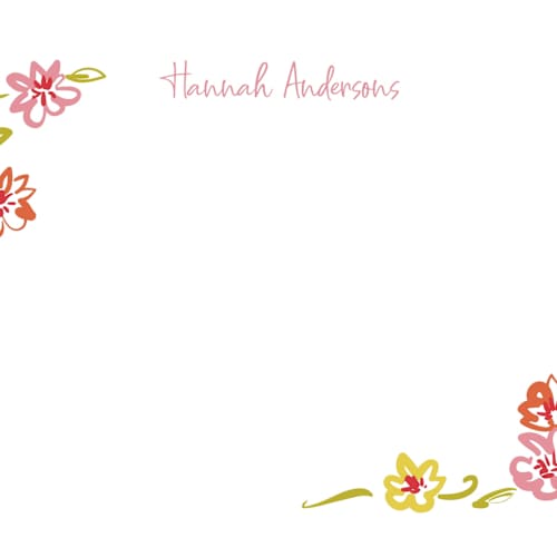 This is a sugar personalized stationery thank you cards with standard by samovilka called pinkorangeflorals printing on signature in 4.25x5.5