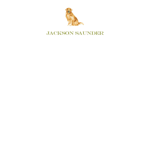 This is a clover personalized stationery thank you cards with standard by Sarah Knight called golden retriever printing on signature in 4.25x5.5