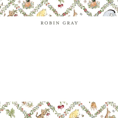 This is a garden personalized stationery thank you cards with standard by Sarah Knight called disney rabbit's garden printing on signature in 4.25x5.5