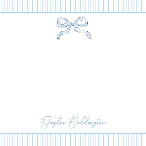 This is a sky personalized stationery thank you cards with standard by Helena Vitto called bow printing on signature in 4.25x5.5
