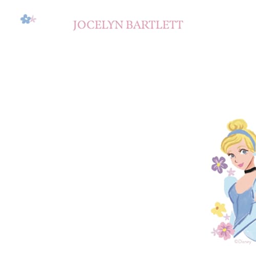 This is a cotton candy personalized stationery thank you cards with standard by Cass Loh called disney's cinderella friendship printing on signature in 4.25x5.5