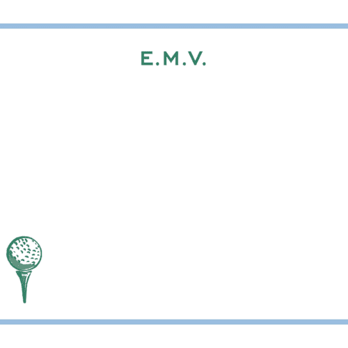 This is a light blue personalized stationery thank you cards with standard by Pati Cascino called nuance printing on signature in 4.25x5.5