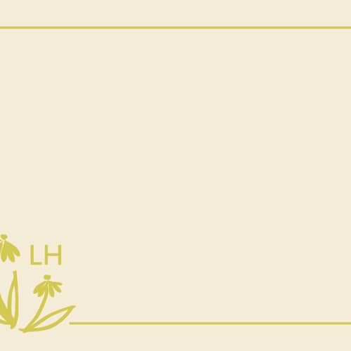 This is a citrine personalized stationery thank you cards with standard by Tracy Schifeling called hand-painted floral initials printing on signature in 4.25x5.5