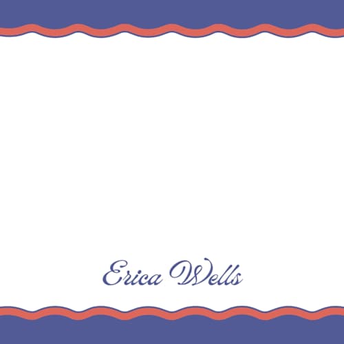 This is a ocean personalized stationery thank you cards with standard by Becky Nimoy called wavy two tone printing on signature in 4.25x5.5
