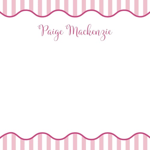 This is a bubblegum personalized stationery thank you cards with standard by Meredith Collie called stripes & squiggles printing on signature in 4.25x5.5