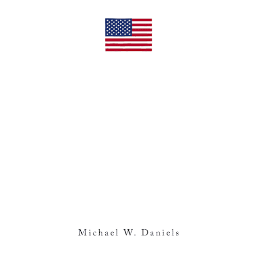 This is a parchment personalized stationery thank you cards with standard by Jennifer Lew called american flag printing on signature in 4.25x5.5