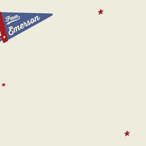 This is a americana personalized stationery thank you cards with standard by Rebecca Dymon called sports pennant printing on signature in 4.25x5.5