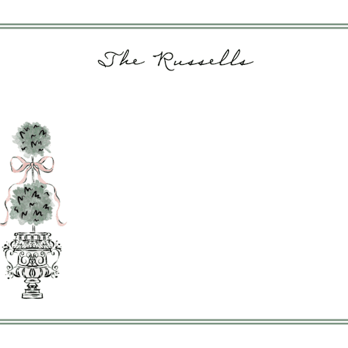 This is a forest personalized stationery thank you cards with standard by Jackie Crawford called hand illustrated topiary printing on signature in 4.25x5.5