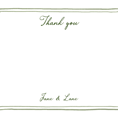 This is a moss personalized stationery thank you cards with standard by Cass Loh called handwritten printing on signature in 4.25x5.5