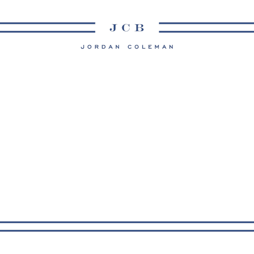 This is a classic blue personalized stationery thank you cards with standard by Yuliya Evseeva called modern lines printing on signature in 4.25x5.5