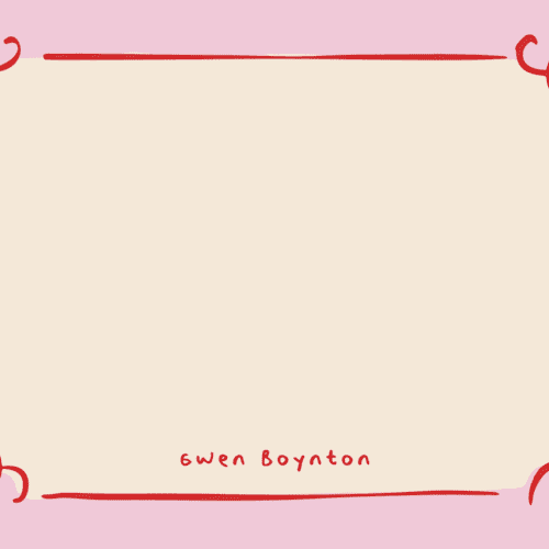 This is a candy personalized stationery thank you cards with standard by Anastasia Makarova called curly corners printing on signature in 4.25x5.5