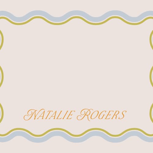 This is a lemongrass personalized stationery thank you cards with standard by Everett Paper Goods called squiggled printing on signature in 4.25x5.5