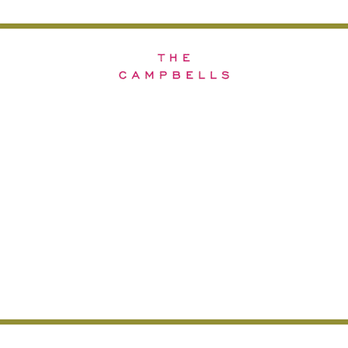 This is a chartreuse personalized stationery thank you cards with standard by Stacey Meacham called two line printing on signature in 4.25x5.5