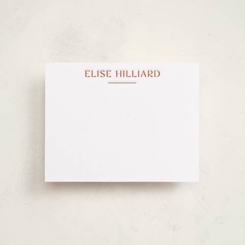 This is a clementine personalized stationery thank you cards with letterpress by Blustery August called boldly printing on white cotton in standard