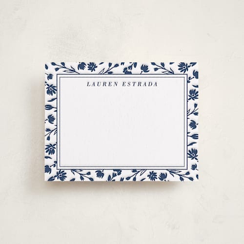 This is a blueberry personalized stationery thank you cards with letterpress by Oma N. Ramkhelawan called pressed frame printing on white cotton in standard