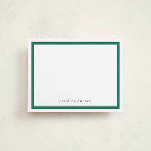 This is a evergreen personalized stationery thank you cards with letterpress by Stacey Meacham called preppy frame printing on white cotton in standard