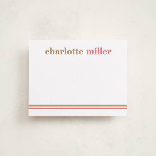 This is a saffron | grapefruit personalized stationery thank you cards with letterpress by Ester Bernaldo de Quiros called graphic two-tone name printing on white cotton in standard