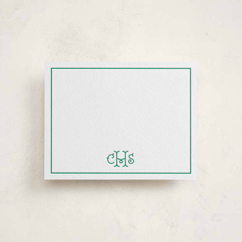 This is a lavender | graphite personalized stationery thank you cards with letterpress by mo kelley called keyline initials printing on white cotton in standard