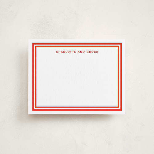 This is a verona sunset personalized stationery thank you cards with letterpress by Megan Davis called racquet printing on white cotton in standard