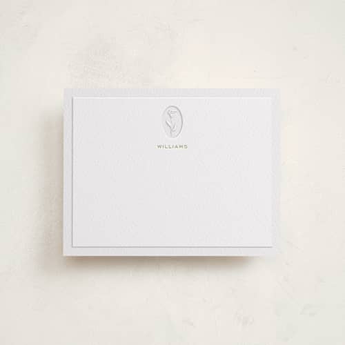 This is a chartreuse personalized stationery thank you cards with letterpress by Ani Somi called calia printing on white cotton in standard