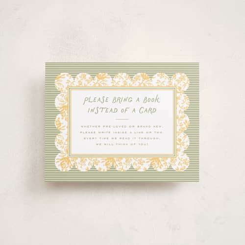 This is a daffodil baby shower insert cards with standard by Heather Schertzer called nostalgic printing on signature in standard