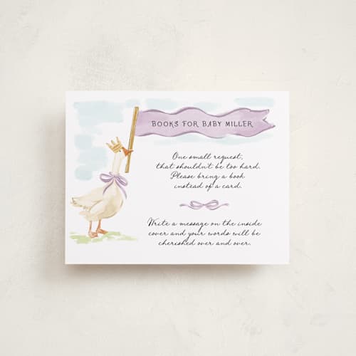 This is a berry baby shower insert cards with standard by Pati Cascino called cute goose almost loose printing on signature in standard