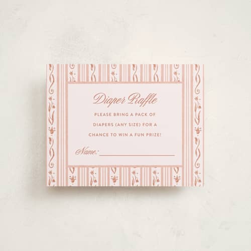 This is a blush baby shower insert cards with standard by Kaylee Morgan called watercolor stork baby shower invitation printing on signature in standard