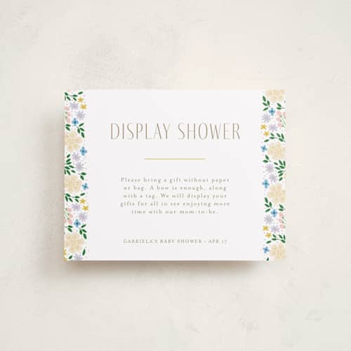This is a spring baby shower insert cards with standard by Ashlee Townsend called garden party printing on signature in standard