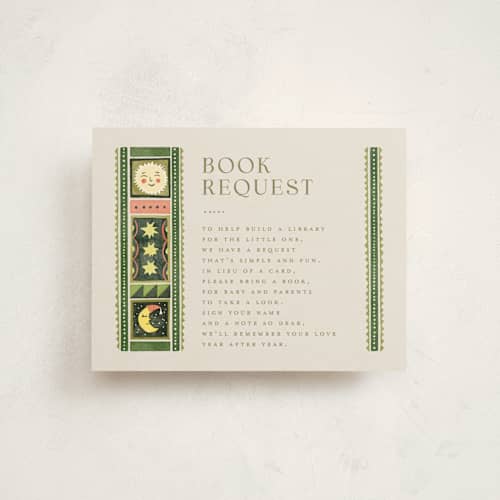 This is a creme baby shower insert cards with standard by Anastasia Makarova called fairytale ornament printing on signature in standard