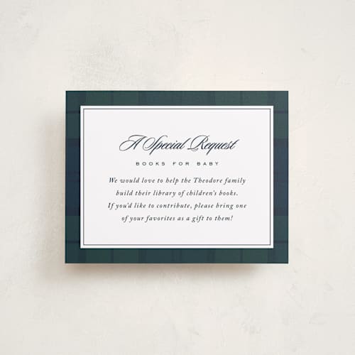 This is a tartan baby shower insert cards with standard by Lea Delaveris called prep printing on signature in standard