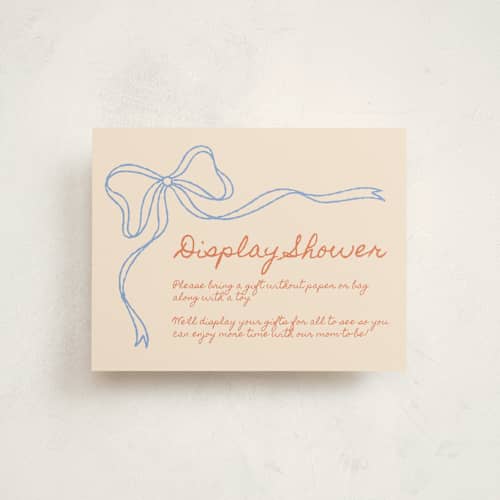 This is a citrus sky baby shower insert cards with standard by Zove Ahhh called ribbon of joy printing on signature in standard