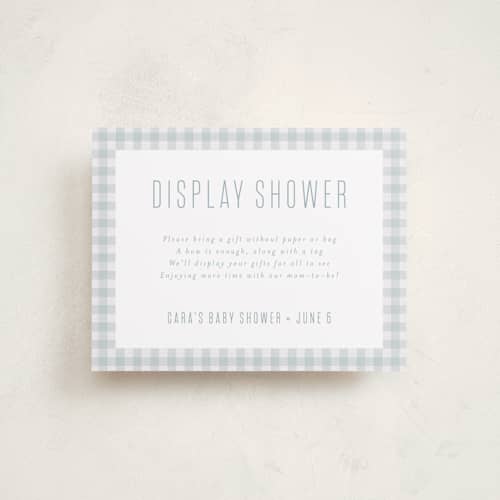 This is a sky baby shower insert cards with standard by Lea Delaveris called charming printing on signature in standard