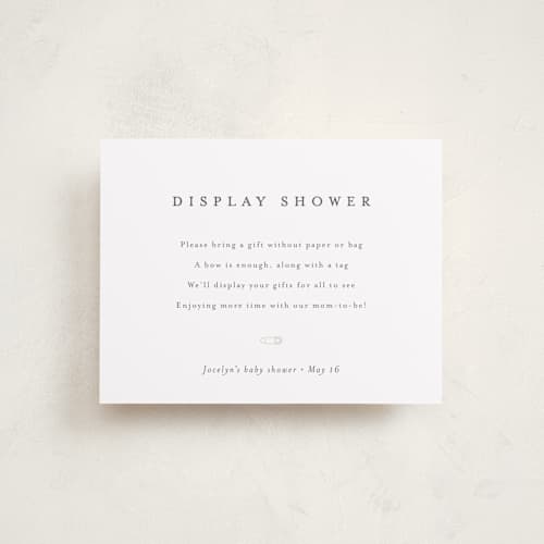 This is a baby powder baby shower insert cards with standard by Minted called classic display shower printing on signature in standard
