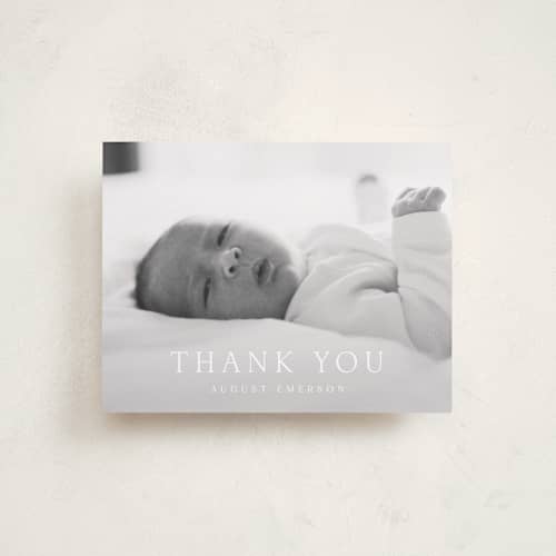 This is a cotton baby thank you cards with standard by Olivia Raufman called bold intro printing on signature in standard
