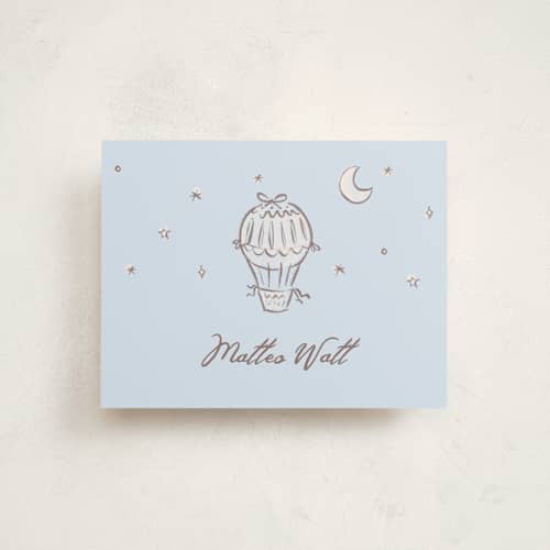 This is a sky baby thank you cards with standard by Pati Cascino called up up printing on signature in standard