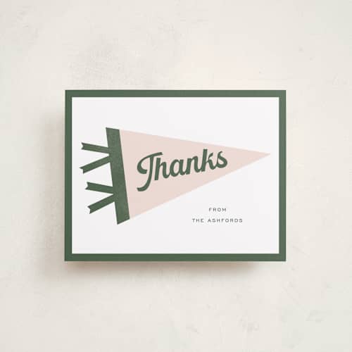 This is a ivy baby thank you cards with standard by Pixel and Hank called pennant printing on signature in standard