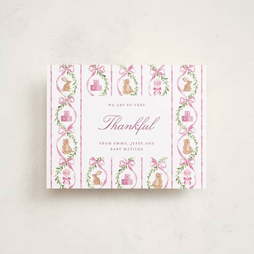 This is a ballet baby thank you cards with standard by Sarah Knight called bow printing on signature in standard