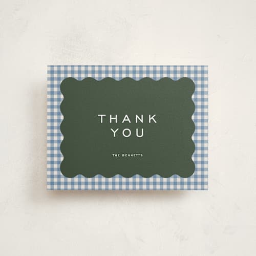 This is a marine baby thank you cards with standard by Kelly Watkins called layered gingham printing on signature in standard