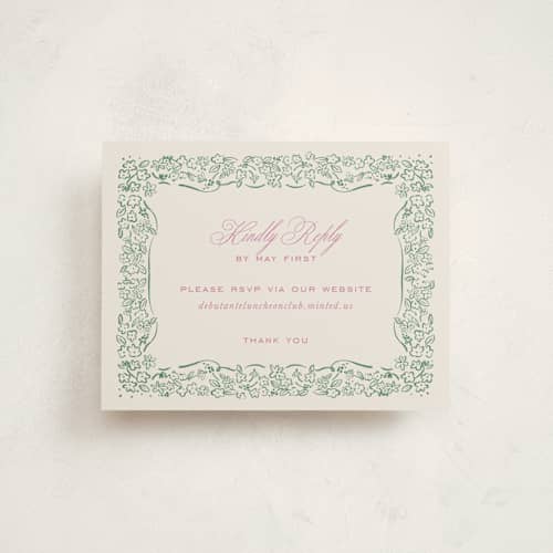This is a garden reception cards with standard by Pati Cascino called reticella printing on signature in standard