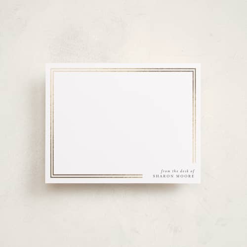 This is a pearl foil stamped stationery with foil pressed by Iveta Angelova called effortless printing on signature in 4.25x5.5