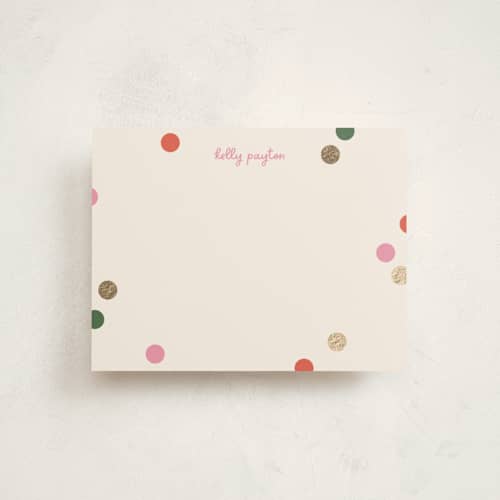 This is a bubblegum foil stamped stationery with foil pressed by Carrie ONeal called peas & carrots printing on signature in 4.25x5.5