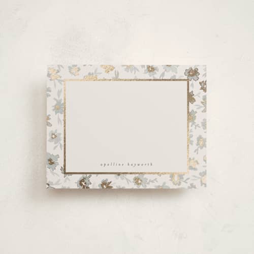 This is a skylight foil stamped stationery with foil pressed by Gwen Bedat called bleuets printing on signature in 4.25x5.5
