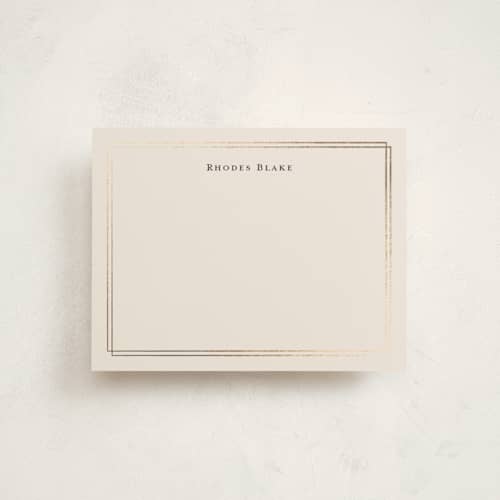 This is a cream foil stamped stationery with foil pressed by Ani Somi called calling card printing on signature in 4.25x5.5