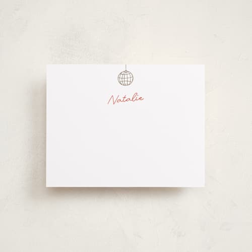 This is a sangria spark foil stamped stationery with foil pressed by Zove Ahhh called party on! printing on signature in 4.25x5.5