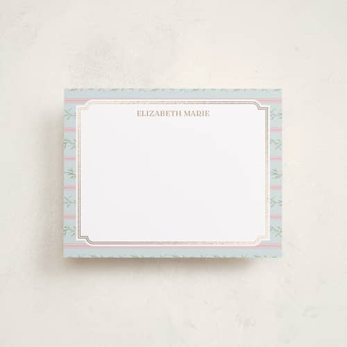 This is a hummingbird foil stamped stationery with foil pressed by Claudia Orengo called castle greenery printing on signature in 4.25x5.5