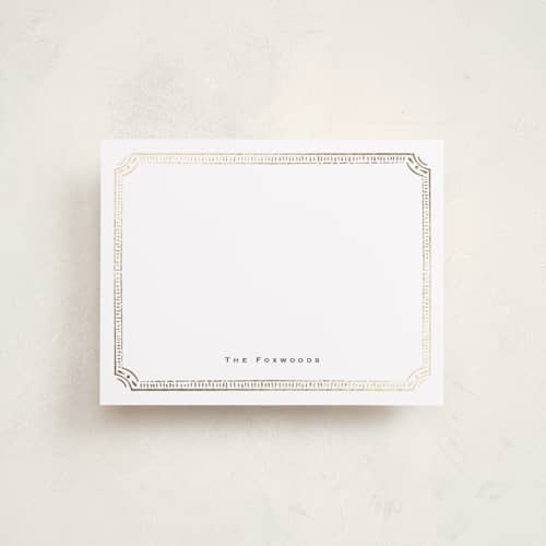 This is a snow foil stamped stationery with foil pressed by Tamara Hilje called bookworm printing on signature in 4.25x5.5