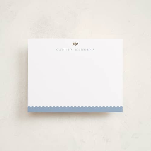 This is a celestial foil stamped stationery with foil pressed by Olivia Raufman called petite dragonfly printing on signature in 4.25x5.5