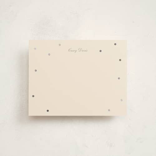 This is a sand foil stamped stationery with foil pressed by Baumbirdy called dotty printing on signature in 4.25x5.5